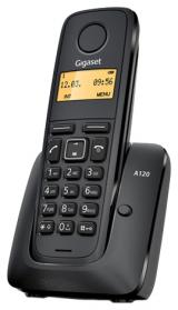 Аппарат телефонный для проводной связи с беспроводной трубкой стандарта DECT GIGASET A120 RUS Black